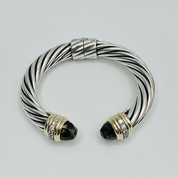 David Yurman 10mm Smoky Quartz Diamond Bracelet With Gold - Picture 6 of 10